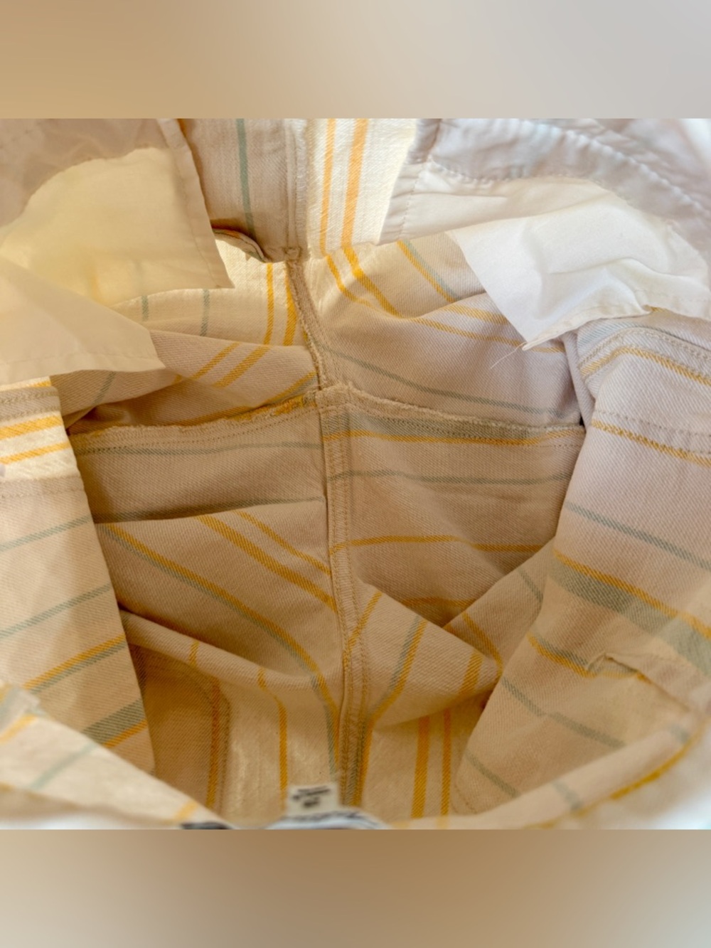 Madewell Emmett Striped Wide-Leg Crop Pants K9884 Cream Yellow Blue (28) - Picture 14 of 17